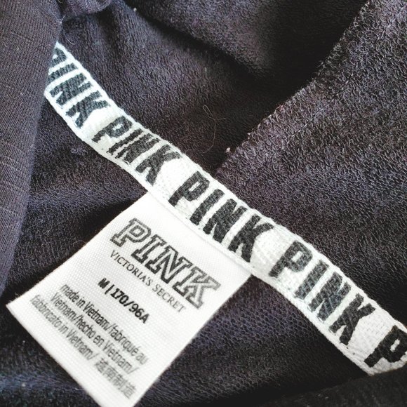 PINK VS CROP EVERYDAY LOUNGE BLACK ZIP HOODIE - Picture 4 of 5